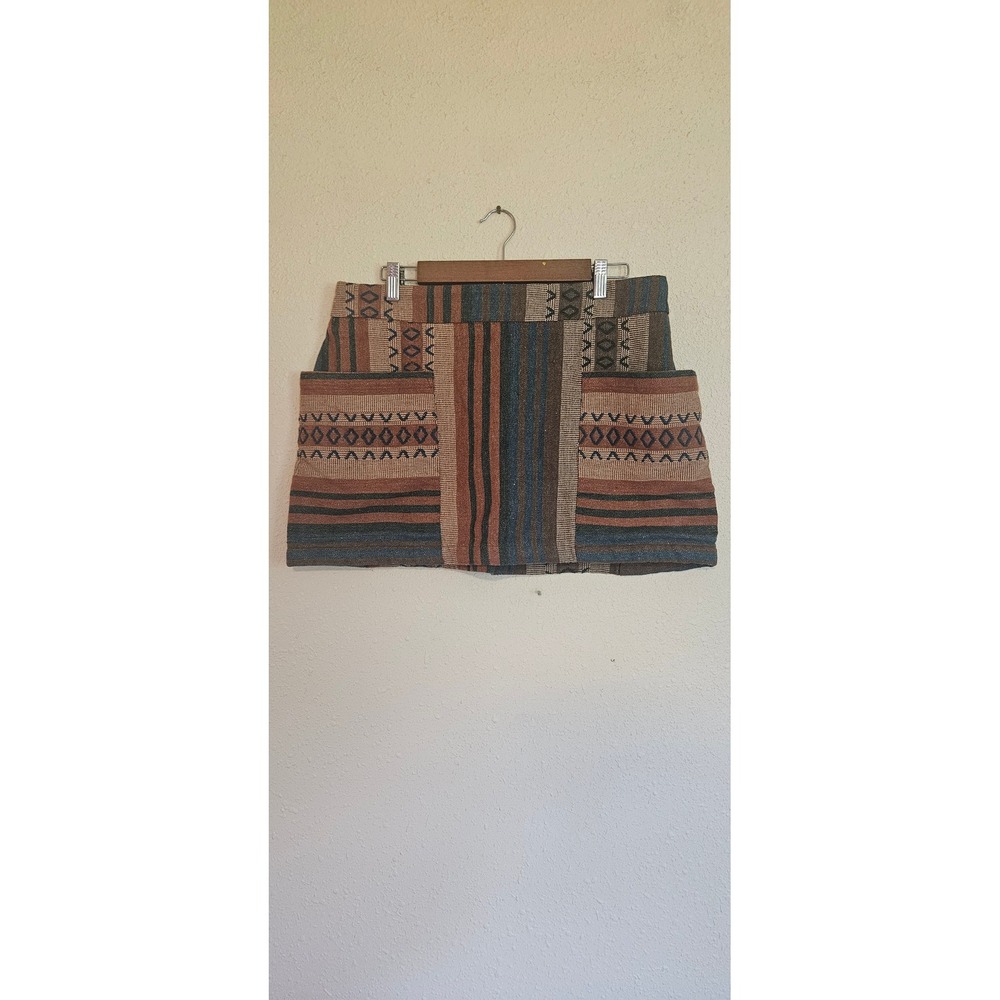 Earthbound Trading Co Womens Large Woven Cotton Boho Southwestern Mini Skirt